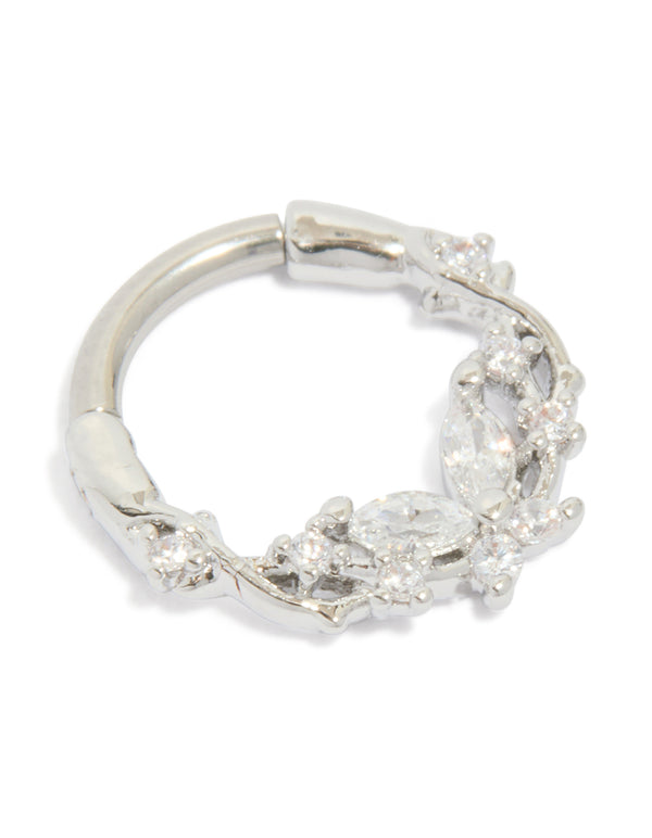 Titanium Diamante Detail Clicker Ring