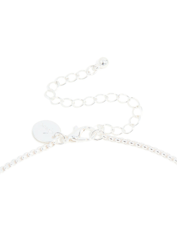 Silver Plated Diamante Box Cross Necklace