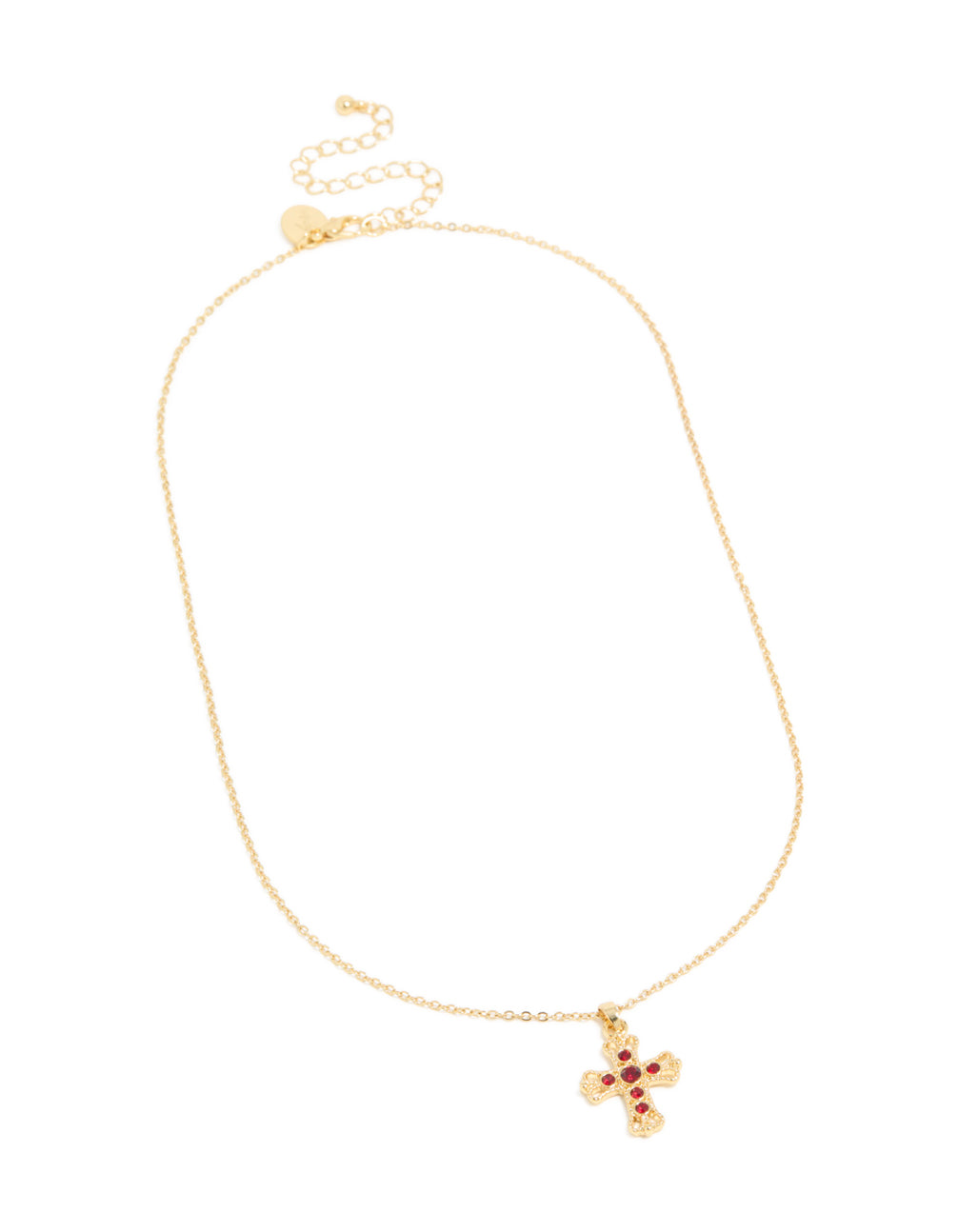Gold Plated Vintage Red Cross Necklace