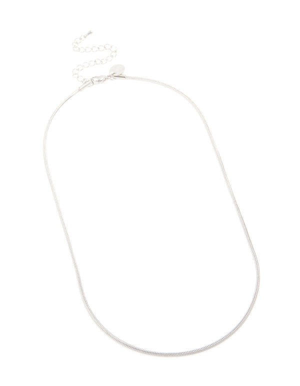 Crafted from waterproof stainless steel short snake chain in silver front view