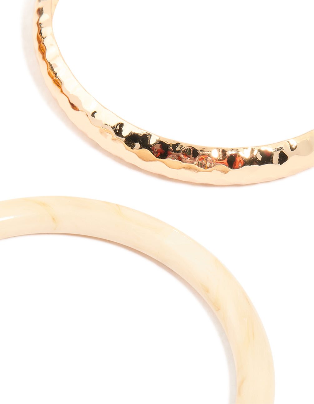 Gold & White Resin Textured Bangles 4-Pack