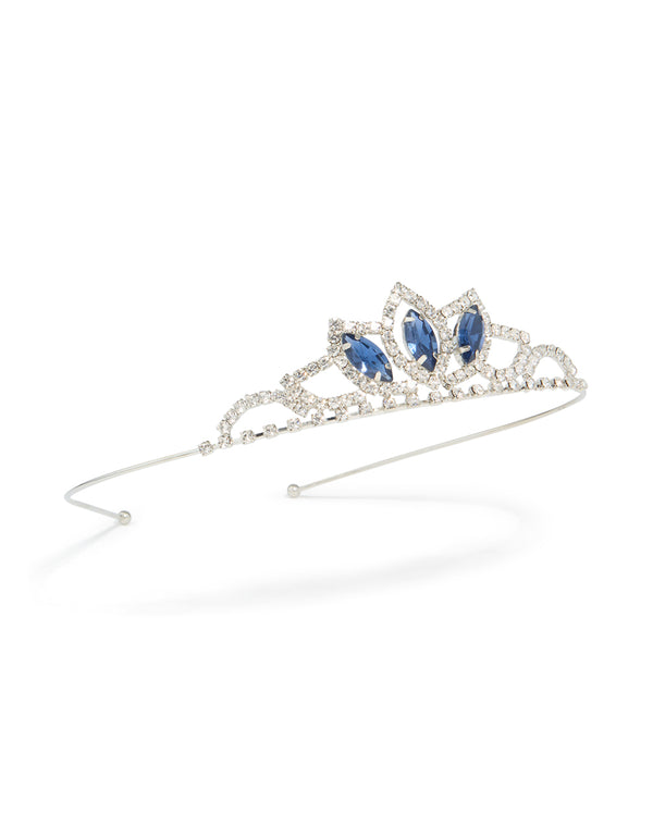 Silver Blue Diamante Tiara Headband