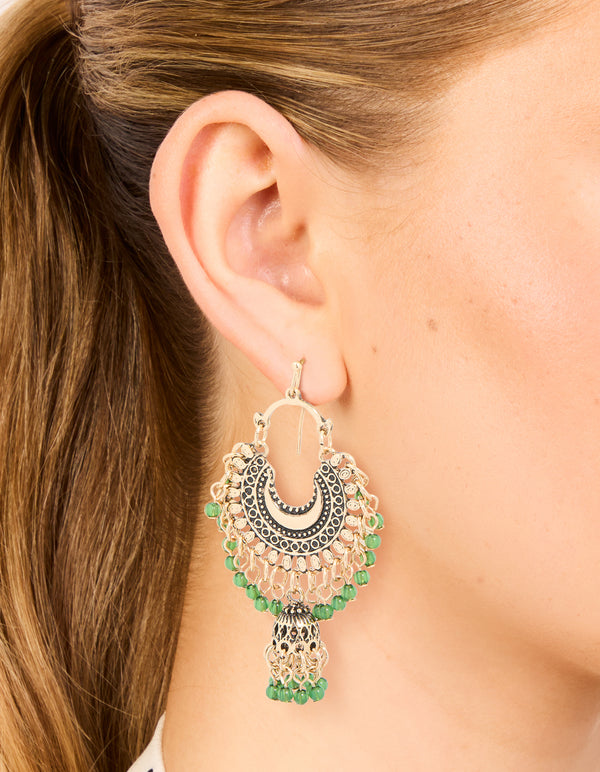 Antique Gold Mini Beaded Boho Drop Earrings