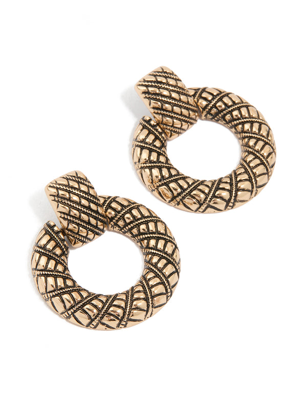 Antique Gold Doorknocker Earrings