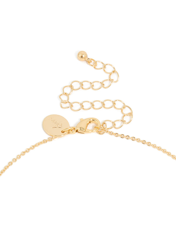 Gold Plated Brass Cubic Zirconia Letter J Tag Necklace