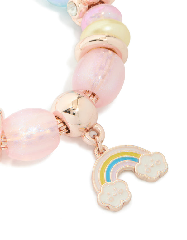 Kids Rose Gold Rainbow & Easter Egg Stretch Charm Bracelet