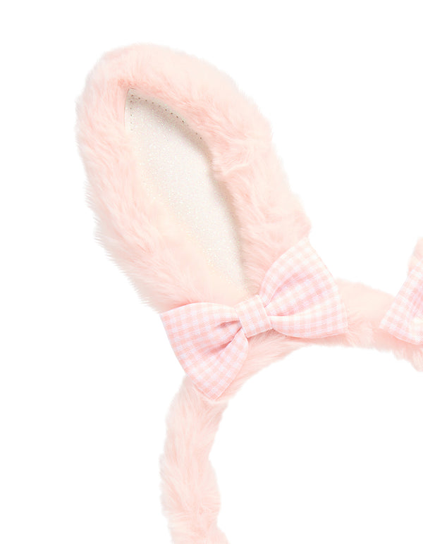 Kids Fabric Gingham Bow Easter Bunny Headband