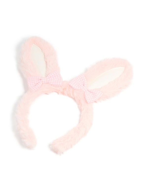 Kids Fabric Gingham Bow Easter Bunny Headband