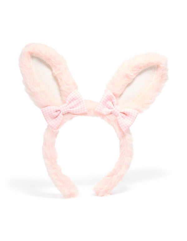 Kids Fabric Gingham Bow Easter Bunny Headband