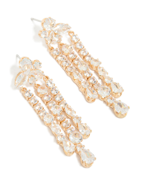Gold Cubic Zirconia Drop Earrings