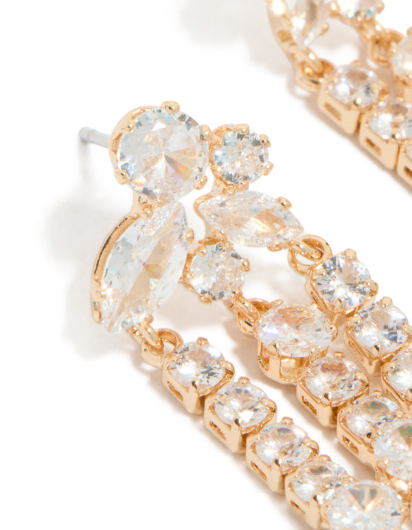 Gold Cubic Zirconia Drop Earrings