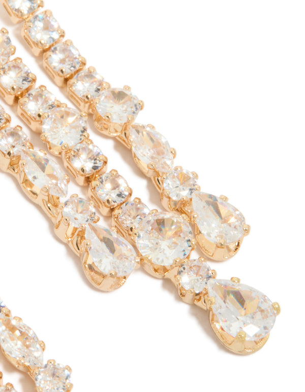 Gold Cubic Zirconia Drop Earrings