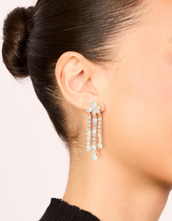 Gold Cubic Zirconia Drop Earrings