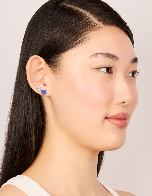Silver Multicoloured Cubic Zirconia Stud Earrings 3 Pack