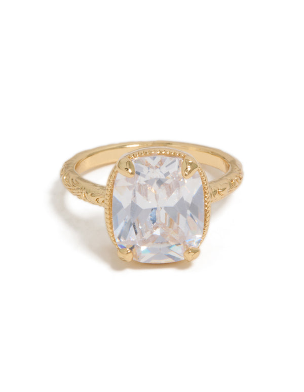 Gold Plated Vintage Cubic Zirconia Ring