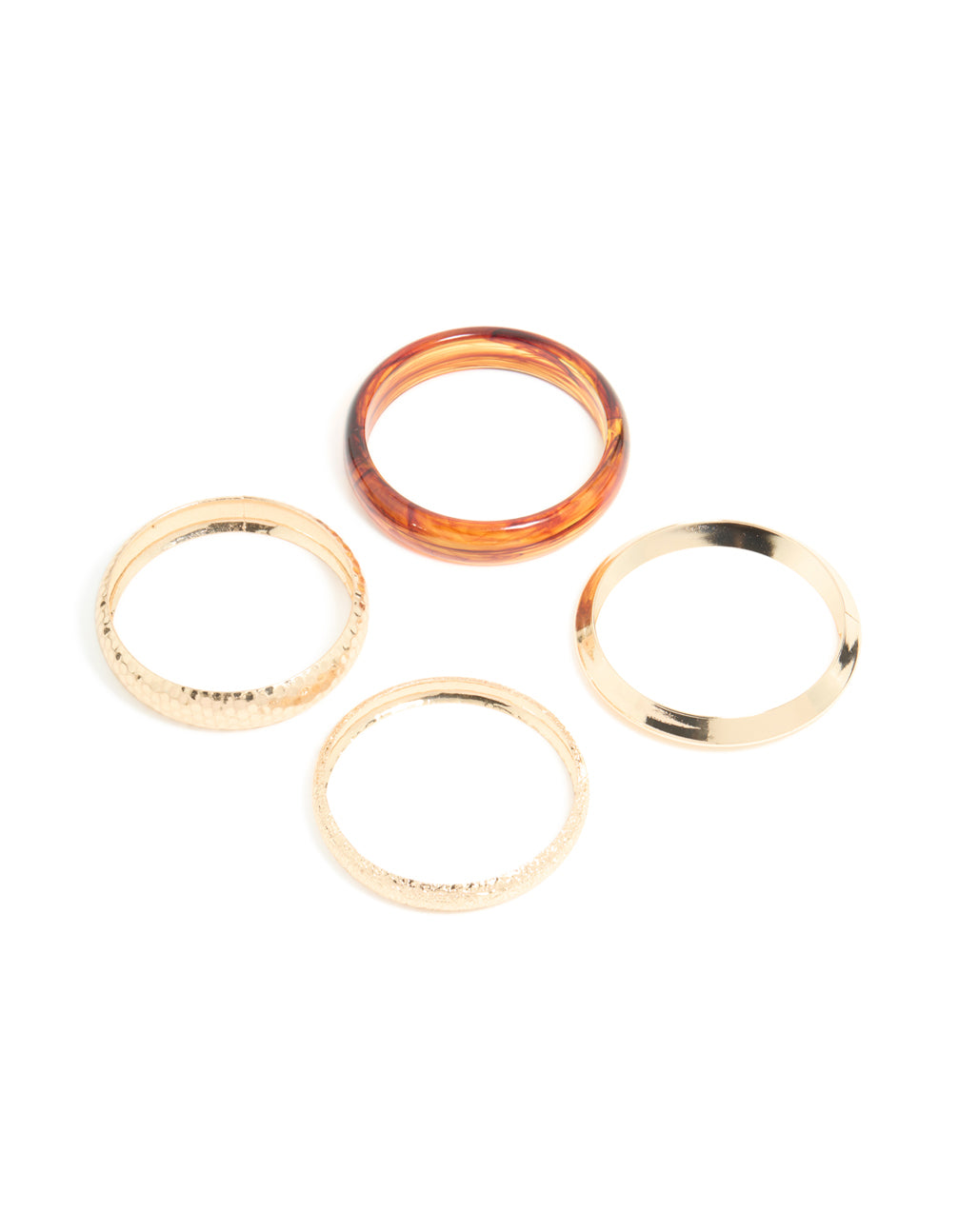 Gold Textured & Brown Resin Bangles 4-Pack