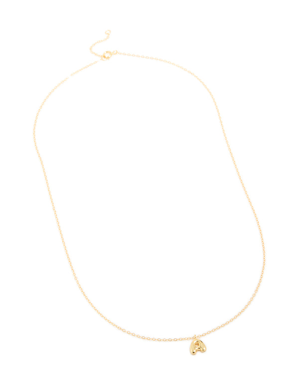 Gold Plated Sterling Silver Bubble Letter A Necklace