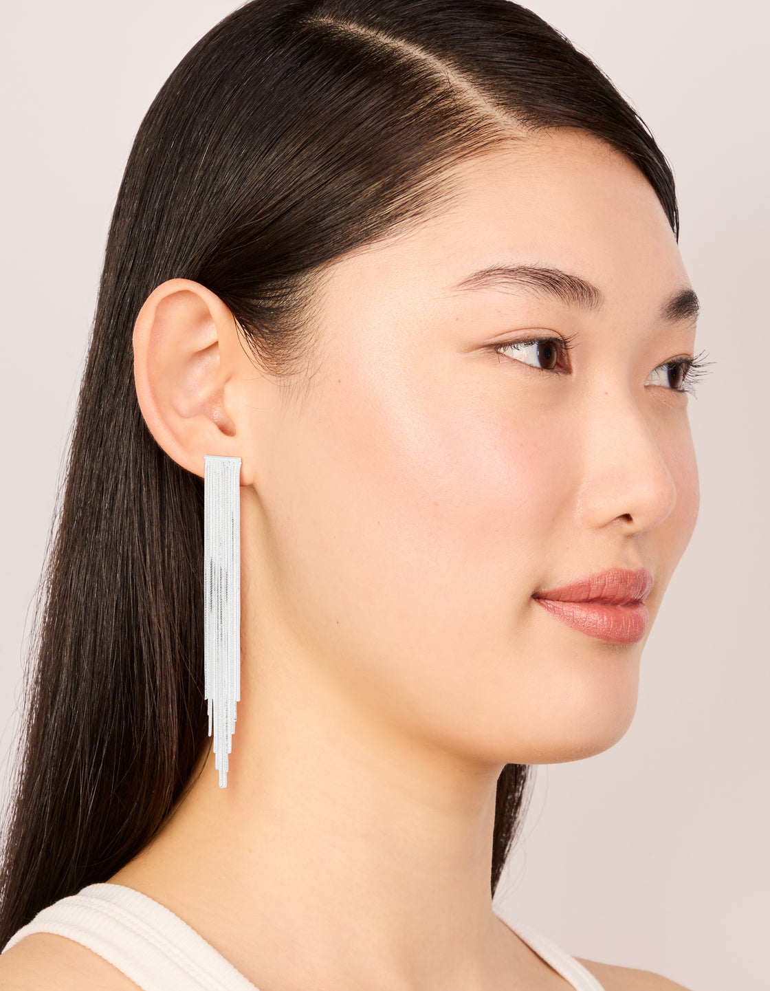Silver Plated Box Chain Waterfall Drop Earrings