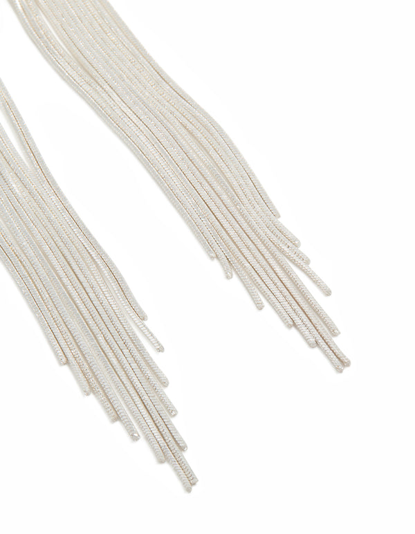 Silver Plated Box Chain Waterfall Drop Earrings