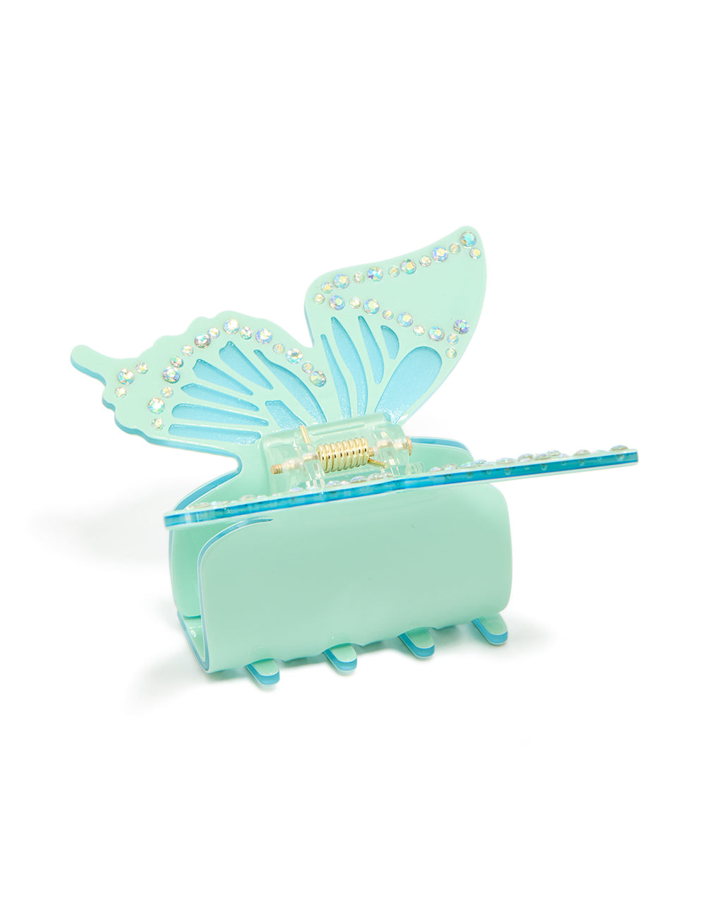 Teal Diamante Butterfly Claw Clip