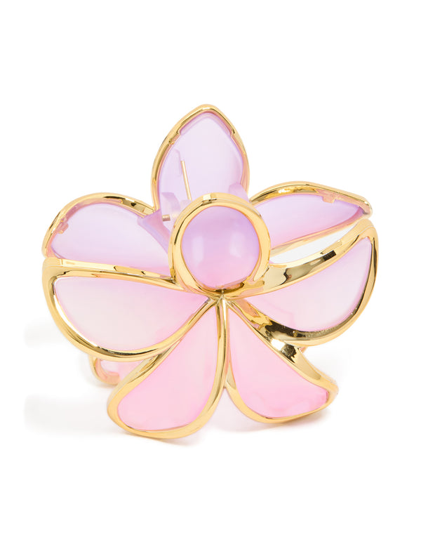 Pink & Purple Ombre Outline Frangipani Flower Claw Clip