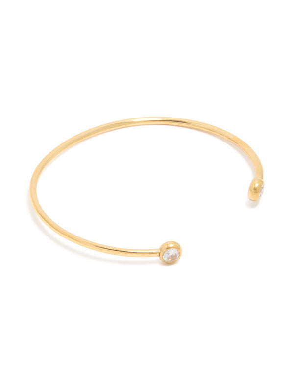 Waterproof Gold Plated Stainless Steel Open Bezel Cut Wrist Cuff