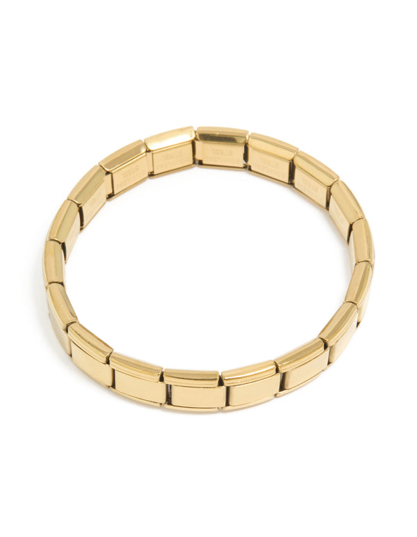Waterproof Gold Plated Stainless Steel Stretch Link Bracelet