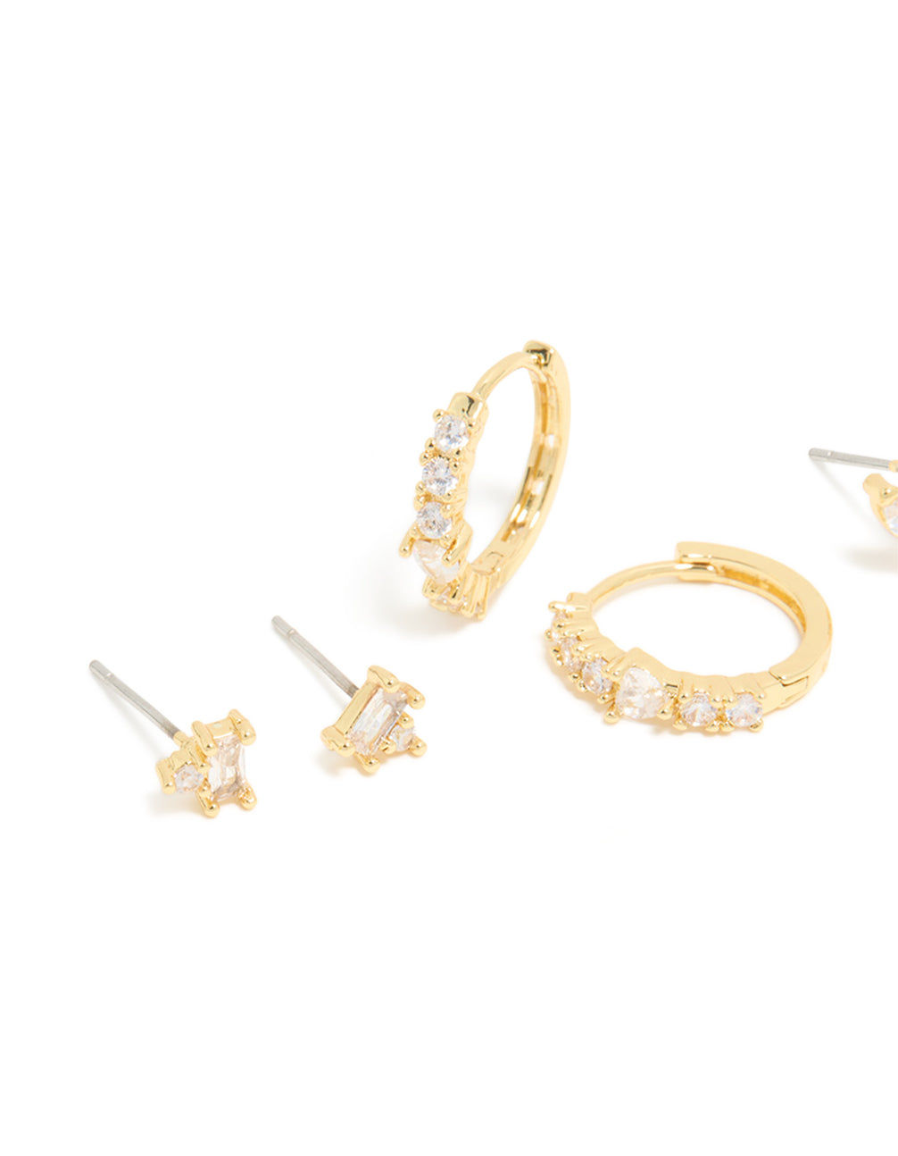 Gold Plated Brass Flower Earrings 3-Pack