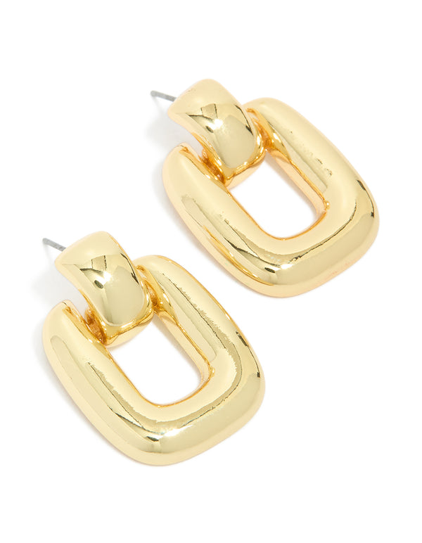 Gold Plated Brass Classic Doorknocker Earrings