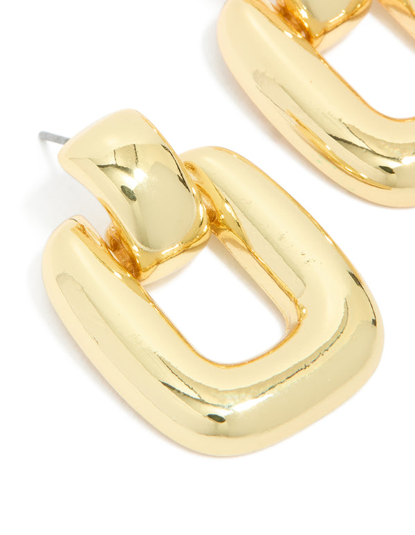 Gold Plated Brass Classic Doorknocker Earrings