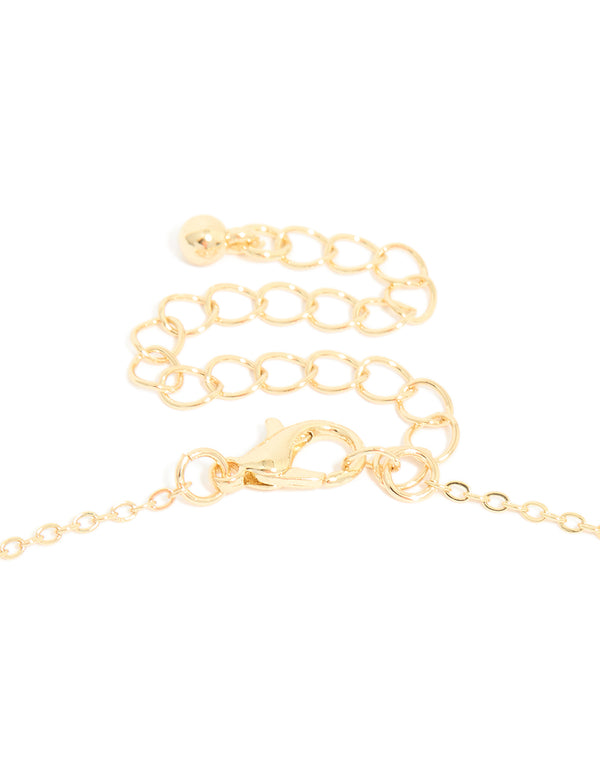 Gold Plated Brass Cubic Zirconia Outline Locket Necklace