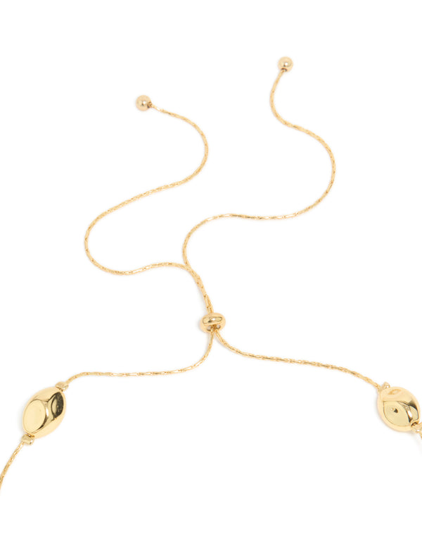 Gold Plated Molten & Acrylic Stone Adjustable Necklace