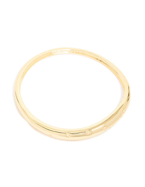 Gold Plated Diamante Star Detail Bangle