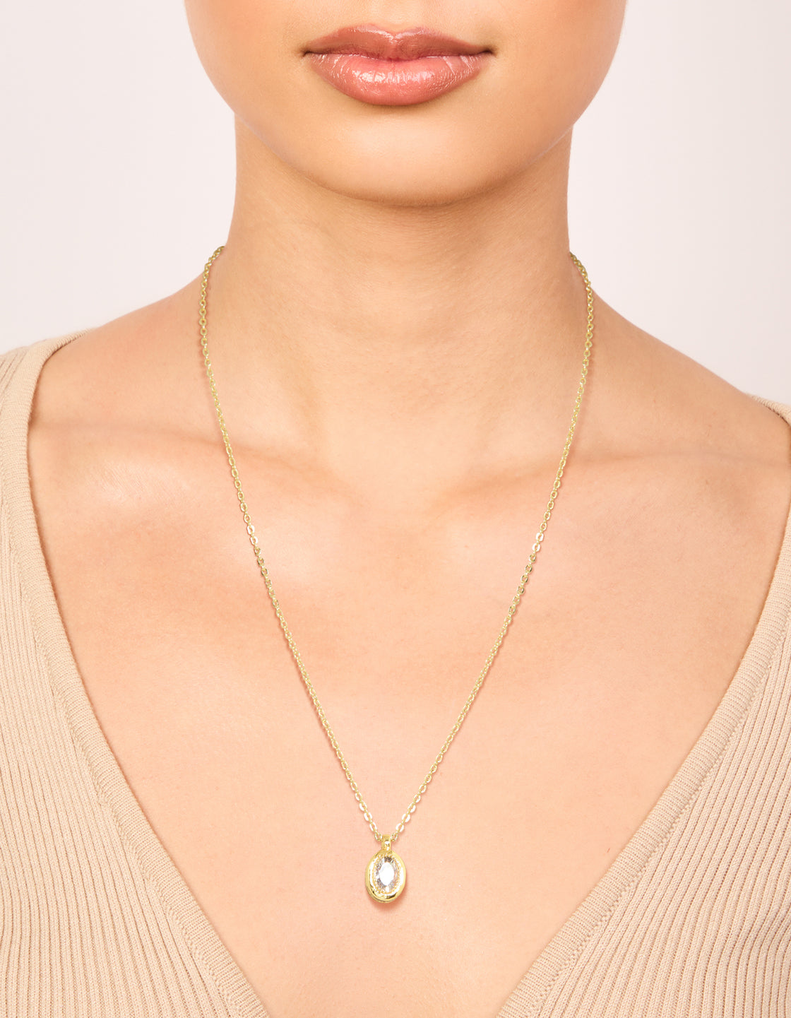 Gold Plated Brass Cubic Zirconia April Birthstone Necklace