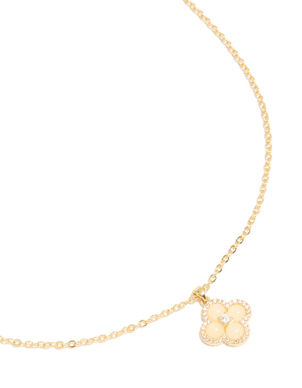 Gold Plated Cubic Zirconia Flower Necklace