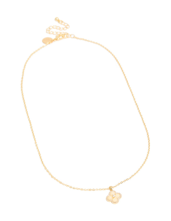 Gold Plated Cubic Zirconia Flower Necklace