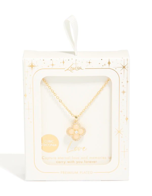 Gold Plated Cubic Zirconia Flower Necklace
