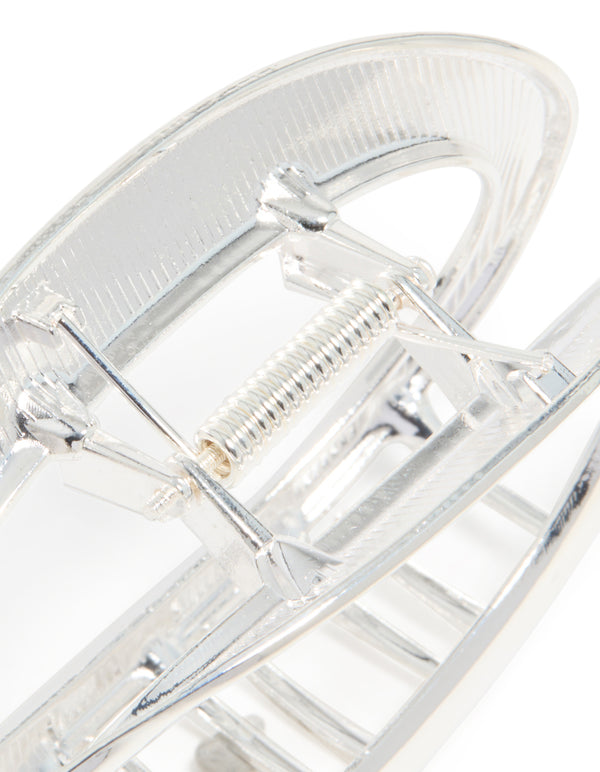Silver Metal Oval Hair Claw Clip