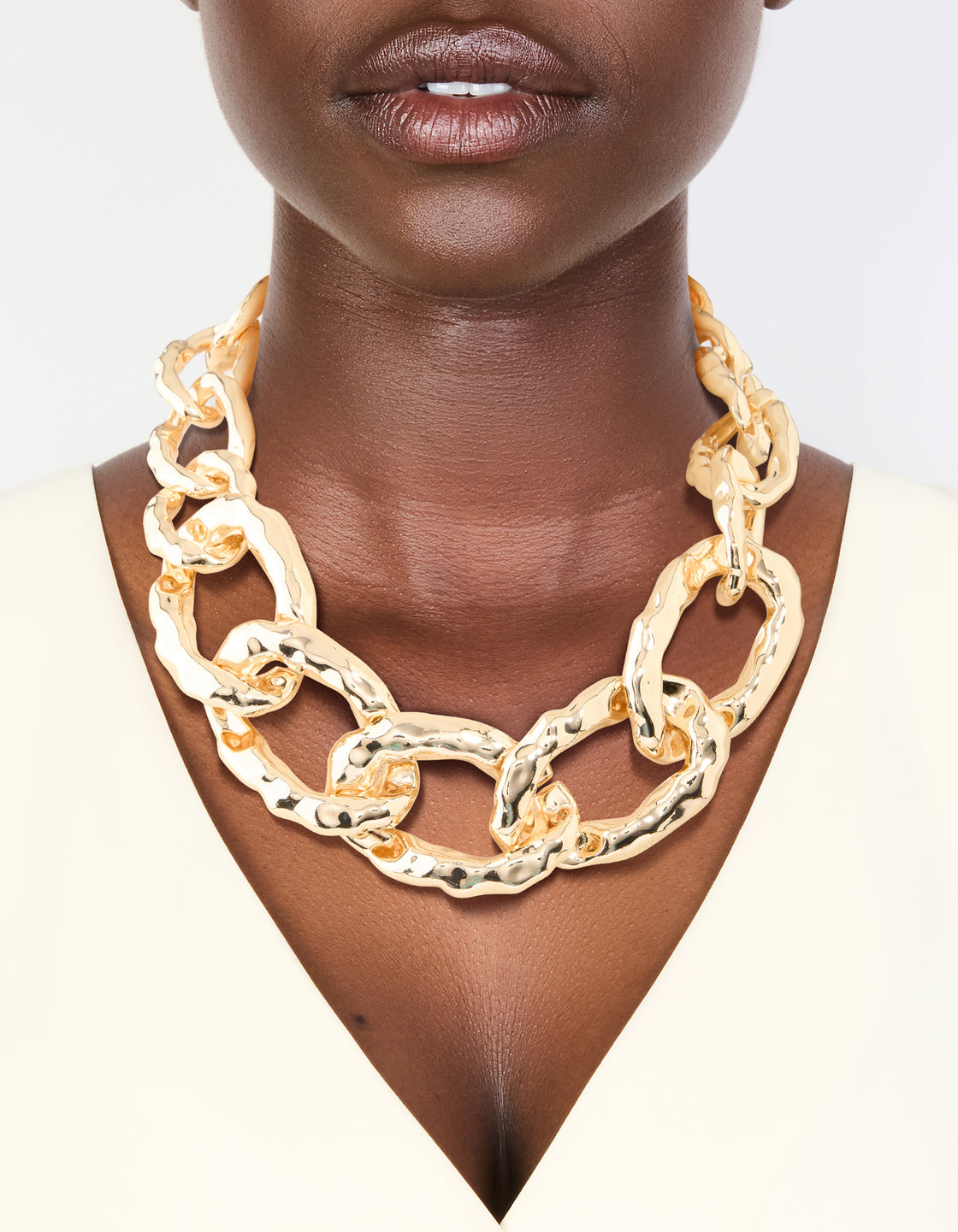 Gold Textured Chunky Chain Link Necklace