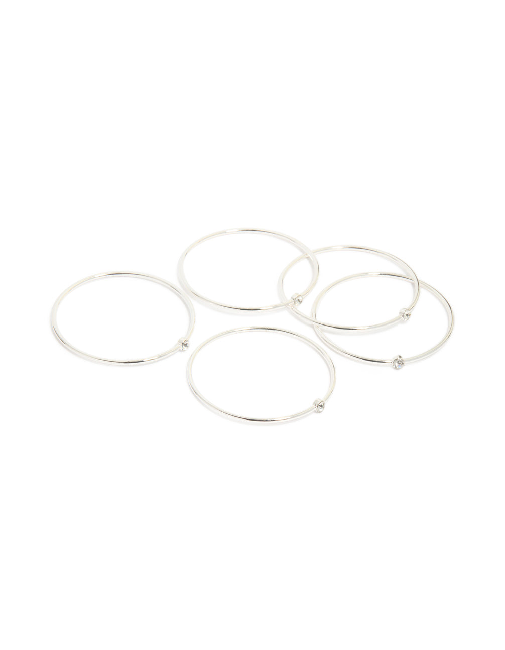 Silver Diamante Centre Bangles 5-Pack