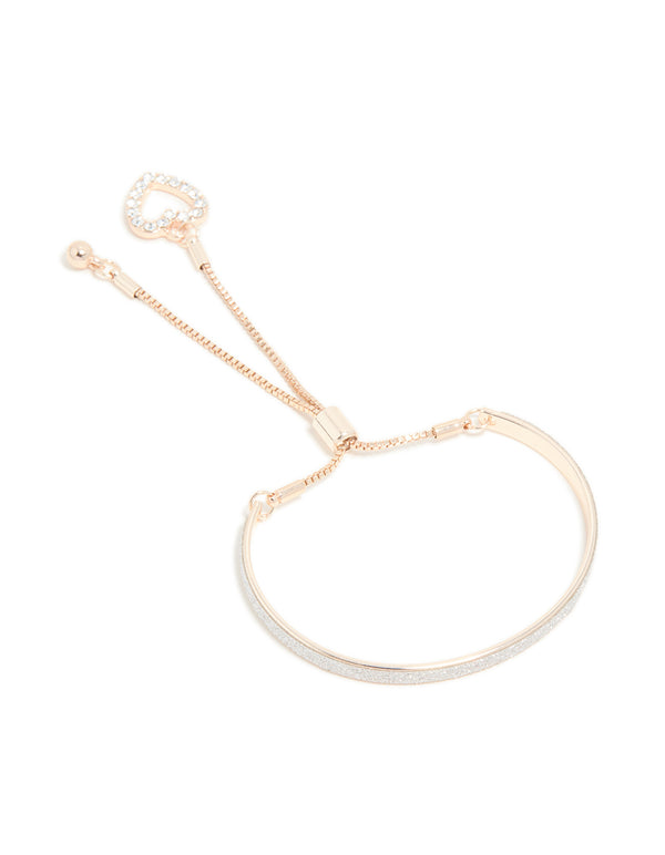 Rose Gold Glitter & Heart Toggle Bangle