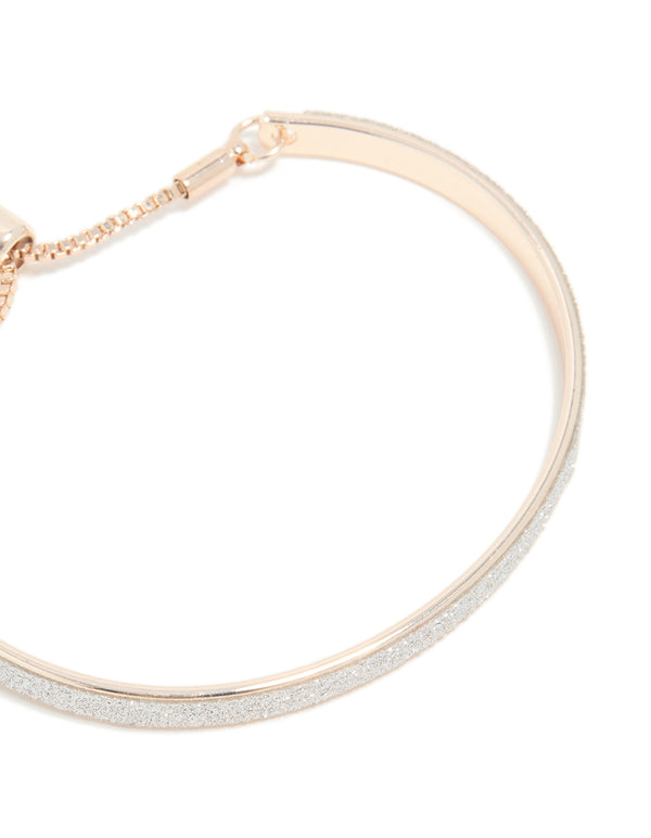 Rose Gold Glitter & Heart Toggle Bangle