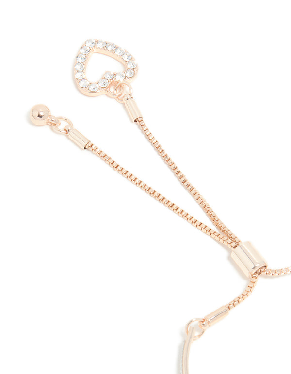 Rose Gold Glitter & Heart Toggle Bangle