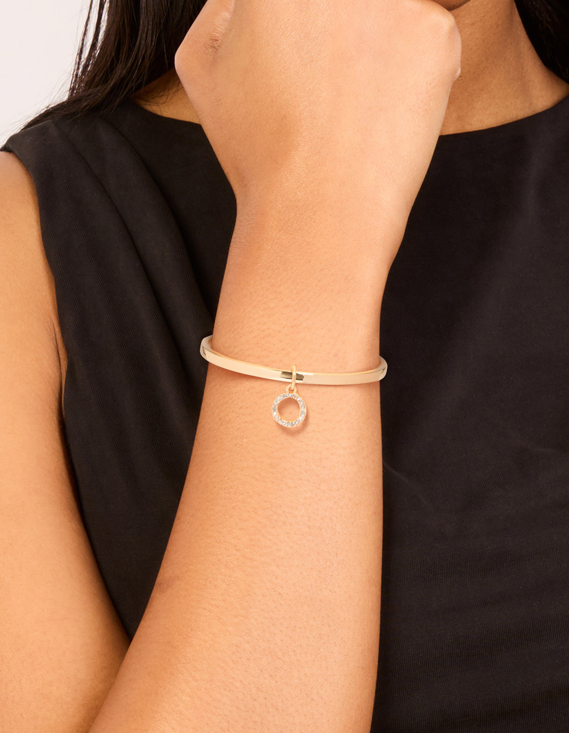 Gold Open Circle Toggle Bangle