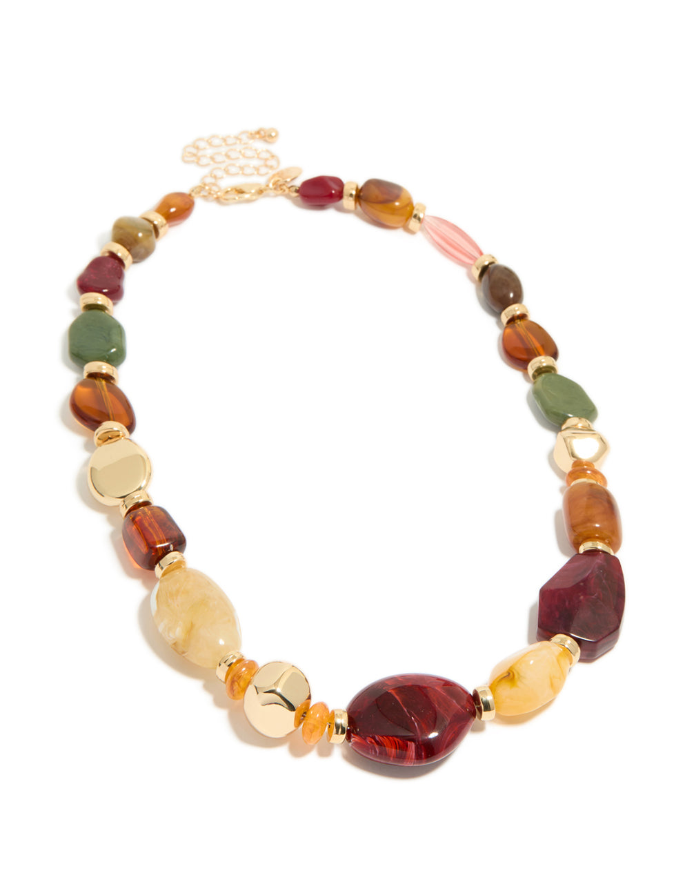 Multicoloured Beaded Organic Shape Graduating Necklace