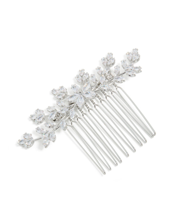 Silver Diamante Dainty Peta Hairl Comb
