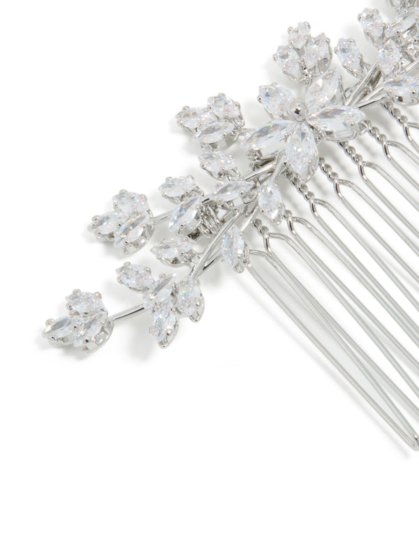 Silver Diamante Dainty Peta Hairl Comb