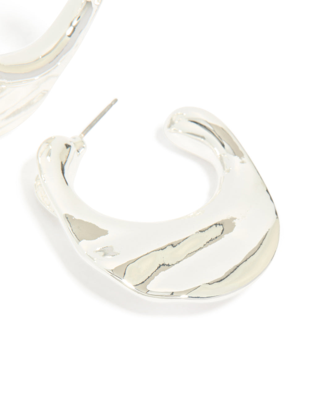 Silver Textured Hoop Earrings