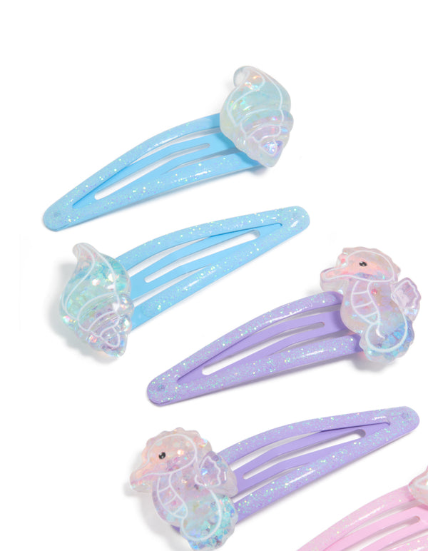 Kids Ocean Glitter Snap Clips 6-Pack