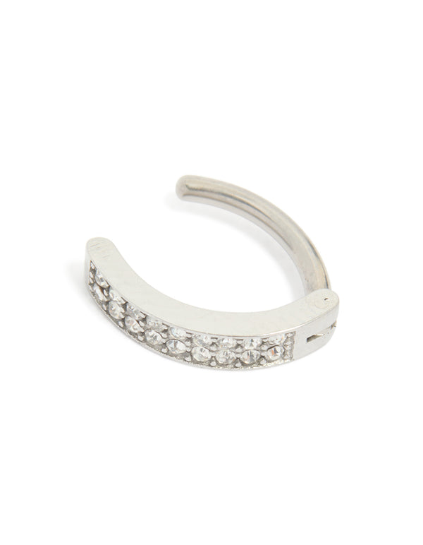 Surgical Steel Diamante Curved Cluster Belly Ring